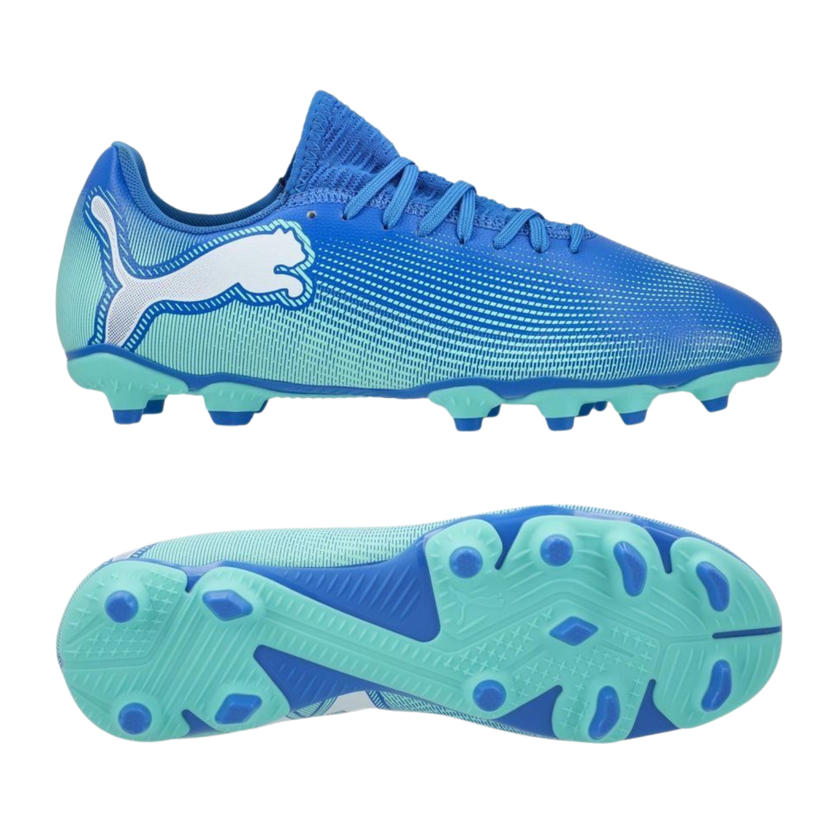 Puma Future 7 Play FG/AG Football Boots Unisex, Hyperlink Blue/Mint/Puma White, detail view