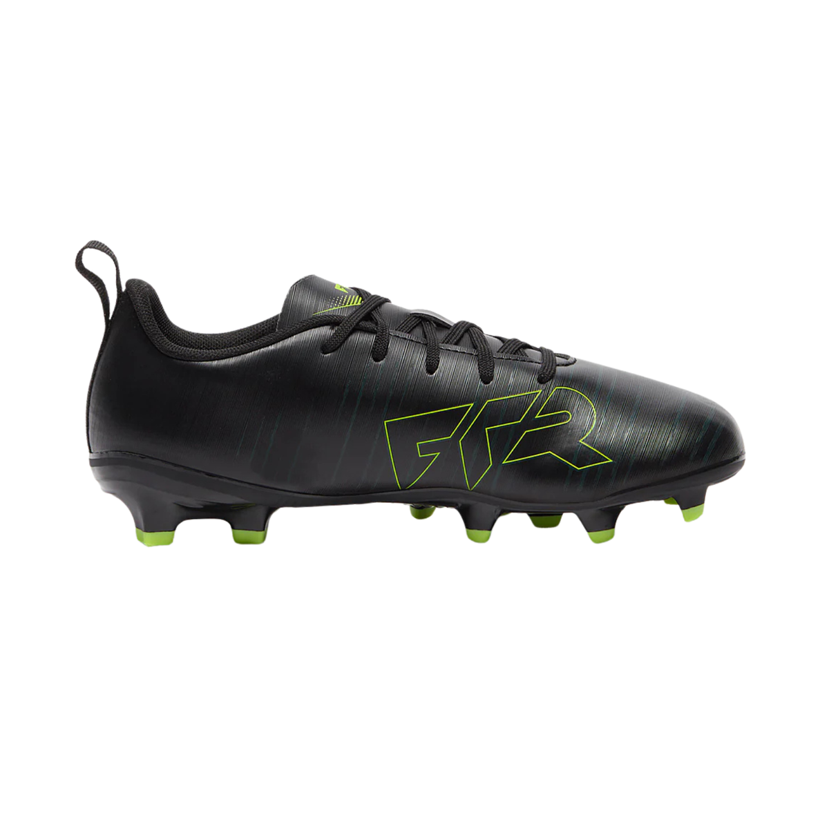 Puma Future 8 Play FG/AG Football Boots Unisex, Puma Black/Fizzy Light/Green Terrain, back view