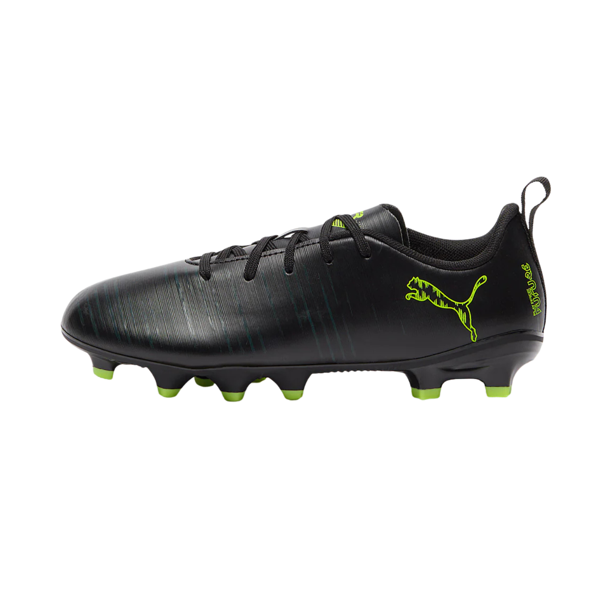 Puma Future 8 Play FG/AG Football Boots Unisex, Puma Black/Fizzy Light/Green Terrain, front view