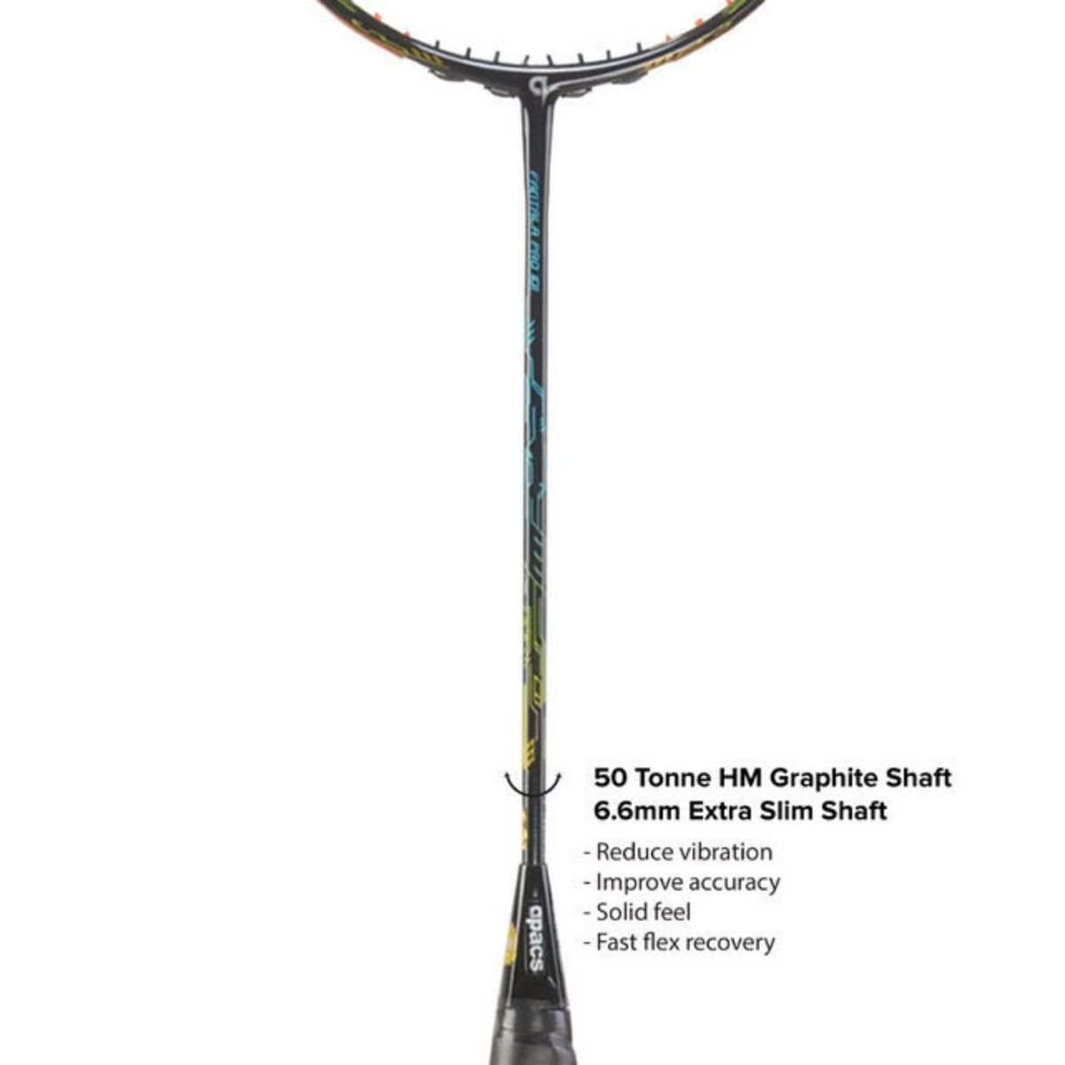 Apacs Fantala Pro 101 Badminton Racket (Unstrung), Black, detail view