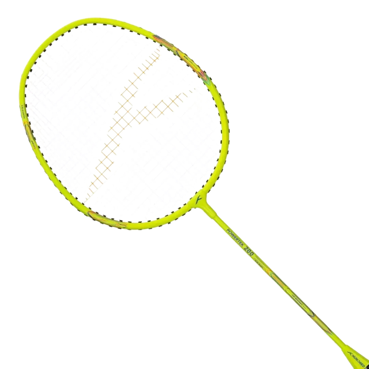 Hundred Powertek 200 Badminton Racket, Neon Green, back view