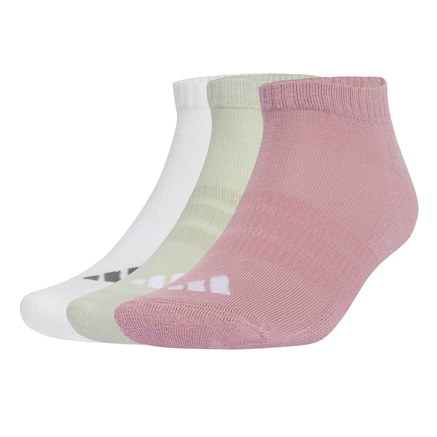Adidas Cushioned Essentials Low 3 Pack Socks Unisex - Mauve/White/Green KQ6754 Mauve White Green Clothing Adidas
