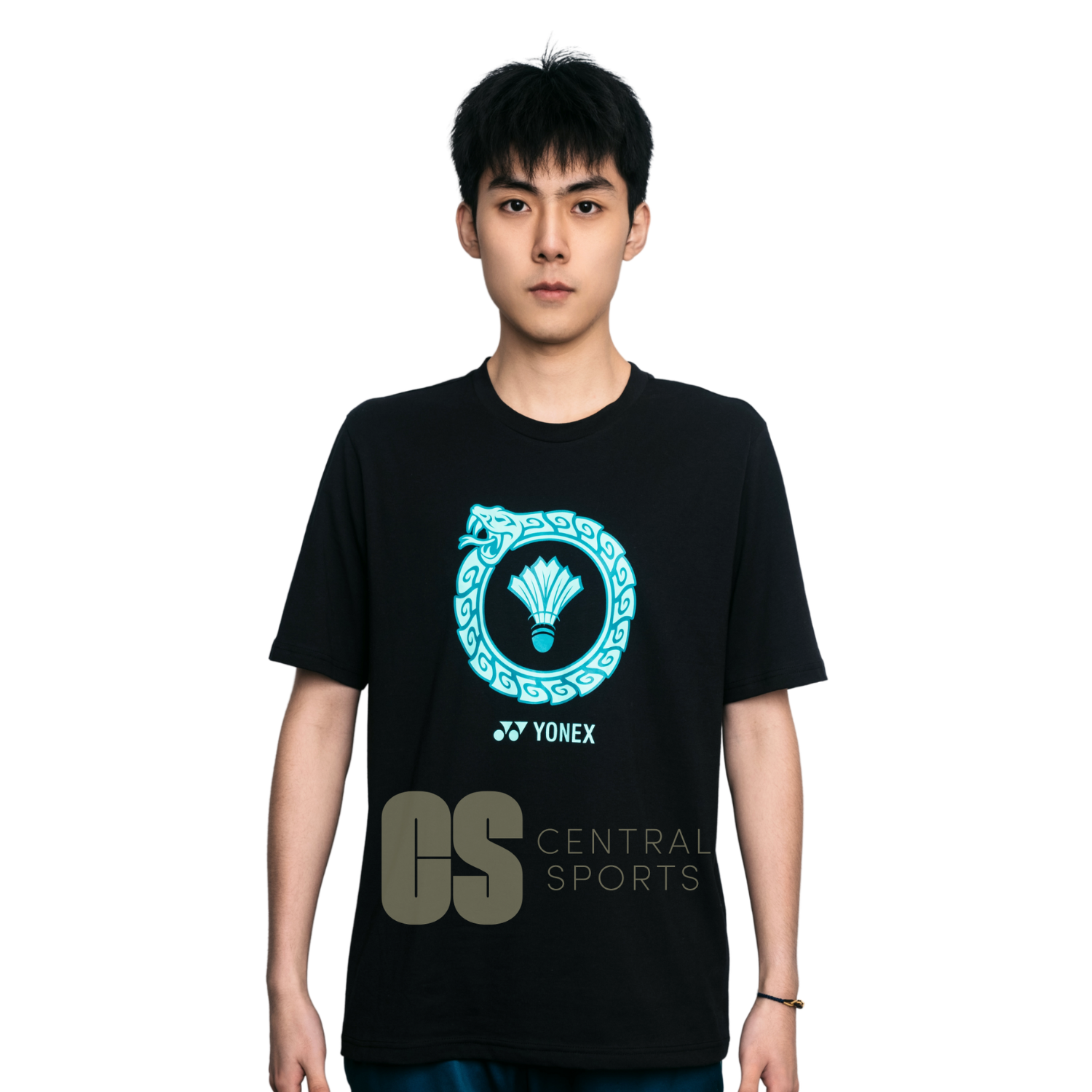 Yonex Snake Ring Mens Cotton T-Shirt Black BLACK Clothing Yonex