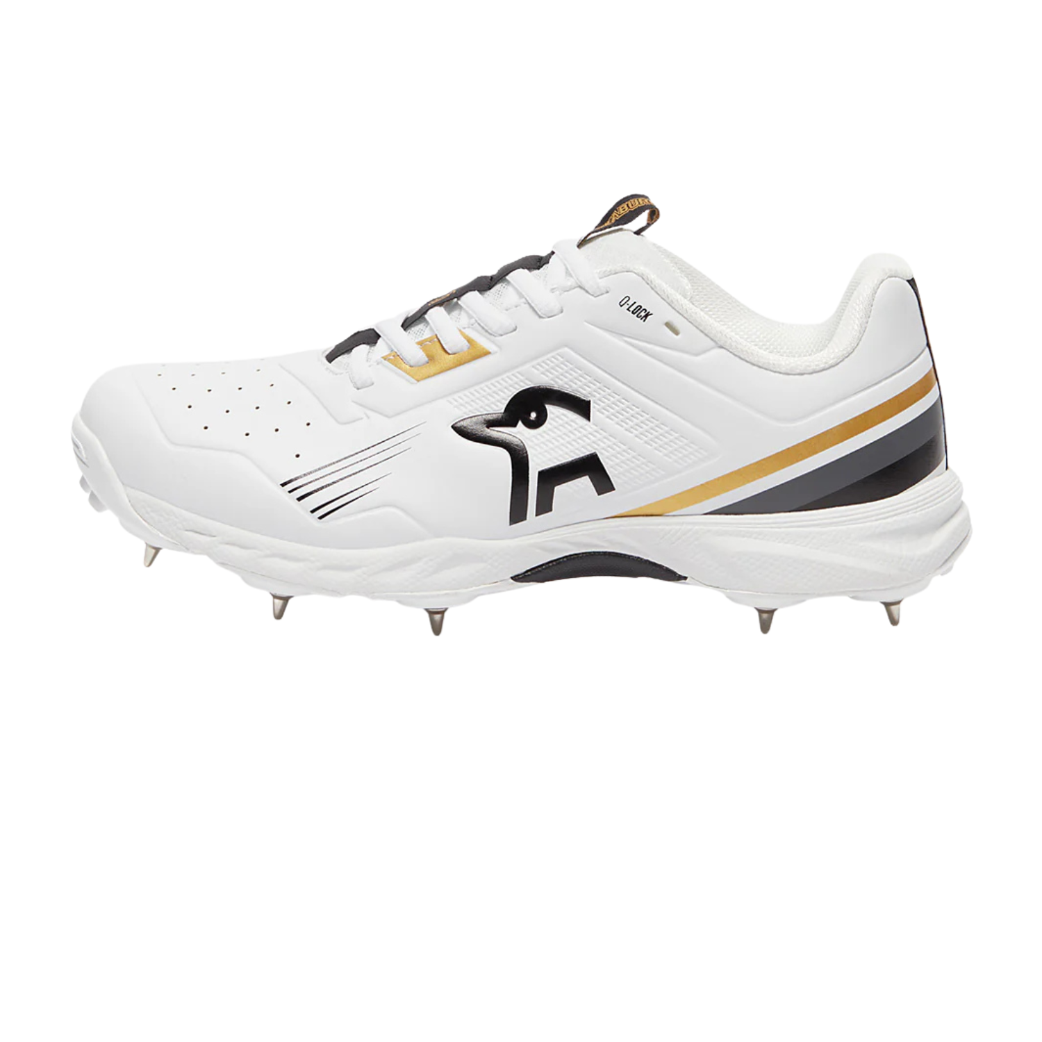 Kookaburra KC 3.0 Cricket Spikes - White/Gold Cricket Shoes Kookaburra