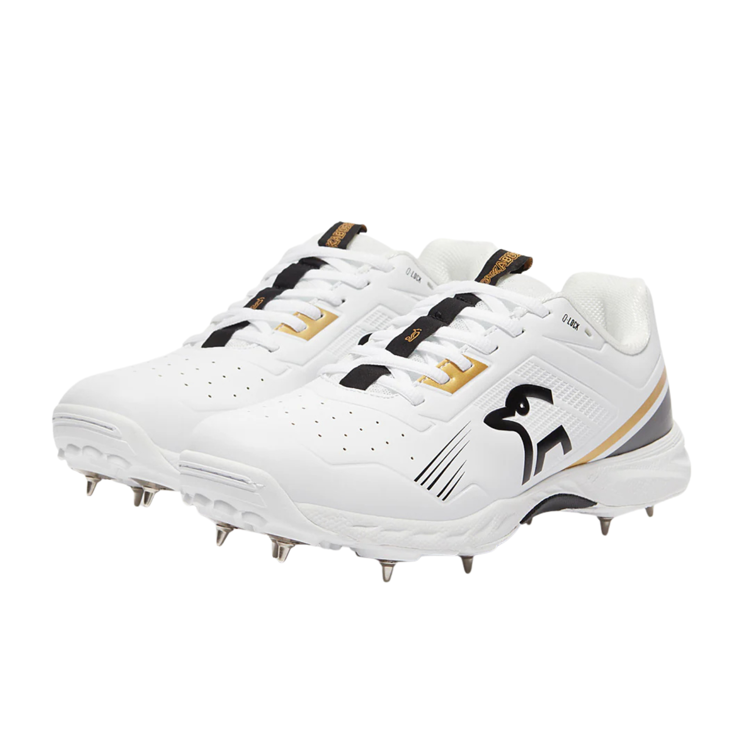 Kookaburra KC 3.0 Cricket Spikes - White/Gold Cricket Shoes Kookaburra