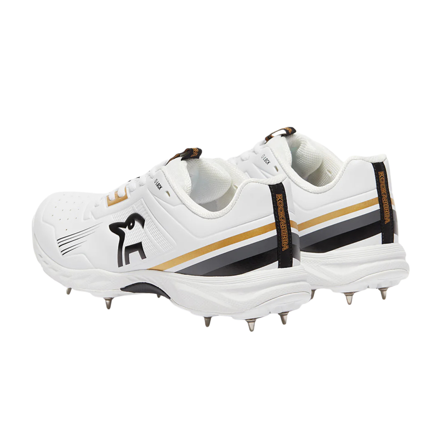 Kookaburra KC 3.0 Cricket Spikes - White/Gold Cricket Shoes Kookaburra