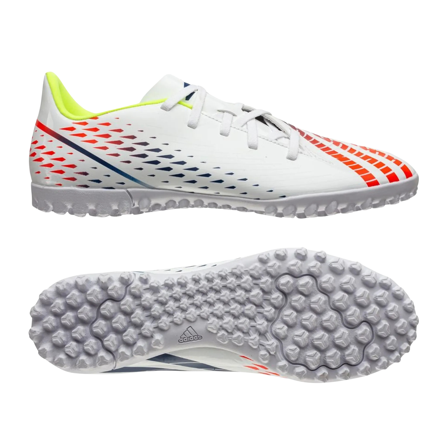 Adidas Predator Edge 4 TF Football Boots Unisex - White/Solar Yellow/Power Blue Football Boots Adidas