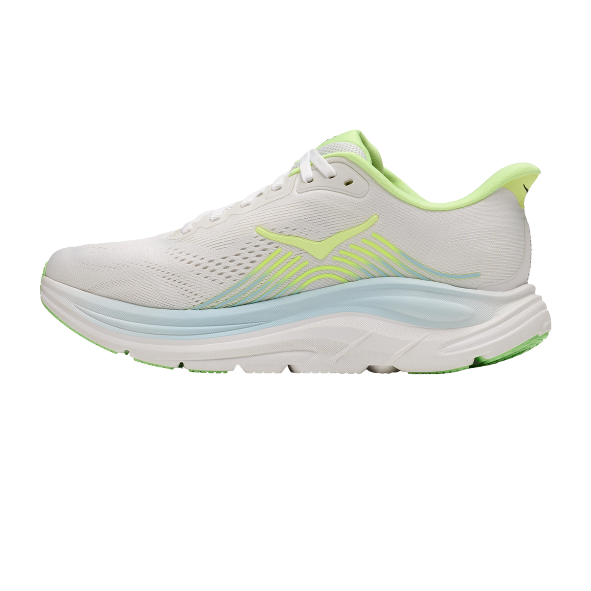 Hoka Clifton 11 Running Shoe Women, Frost/Neon Yuzu, back view