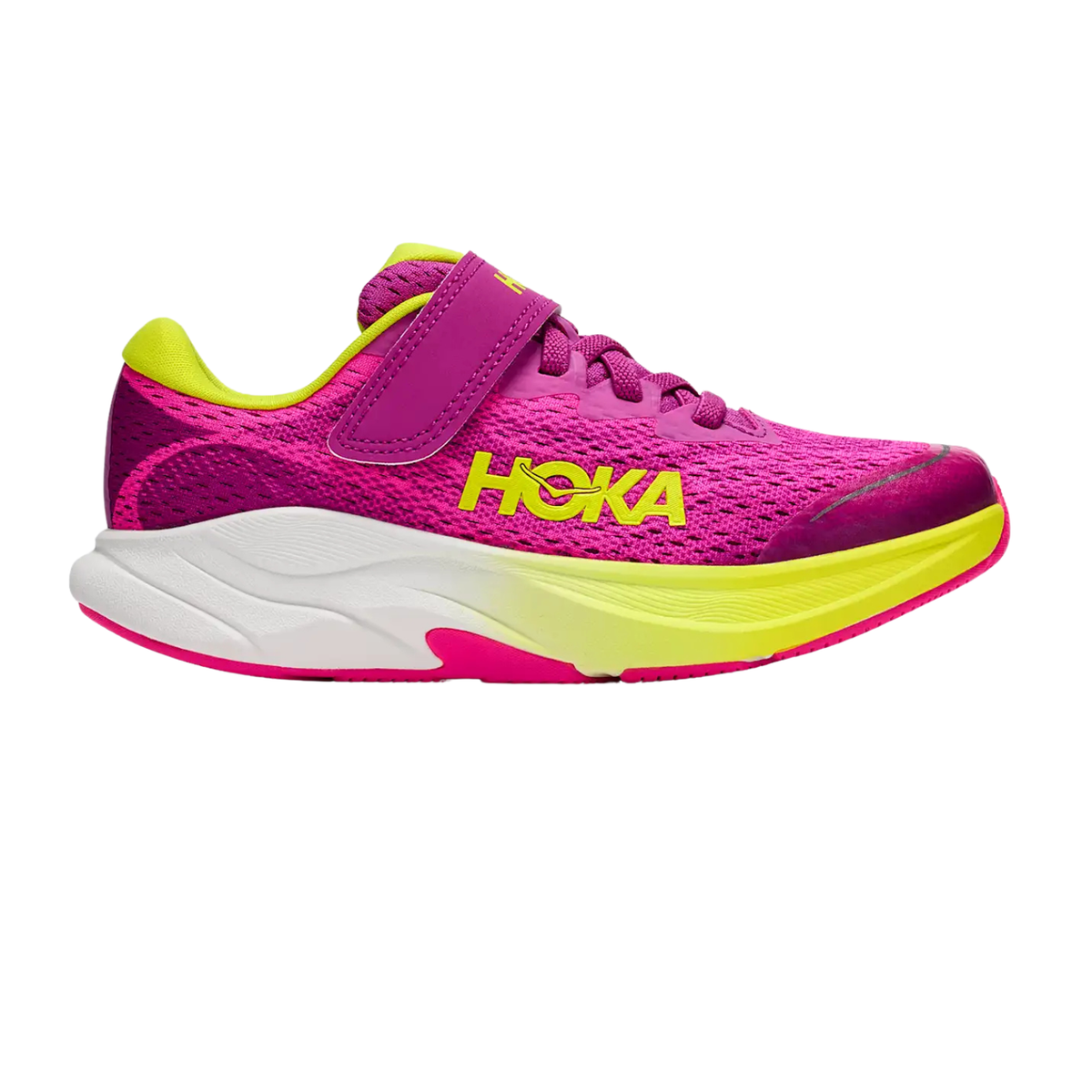 Hoka Rincon 4 Running Shoe Kids, Fuchsia, front view