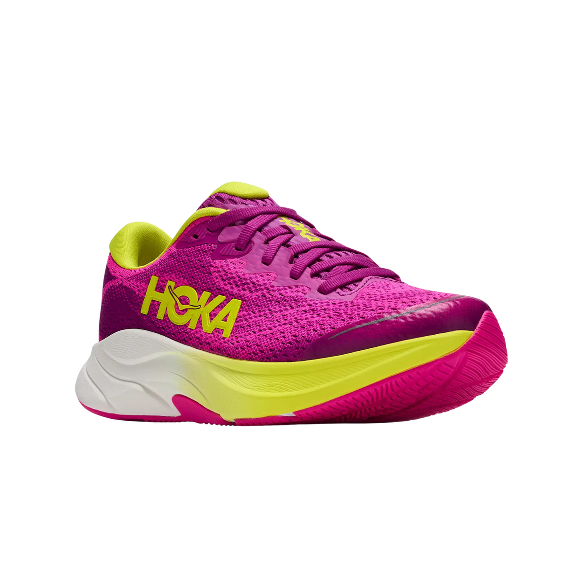 Hoka Rincon 4 Running Shoe Junior, Fuchsia, close-up detail