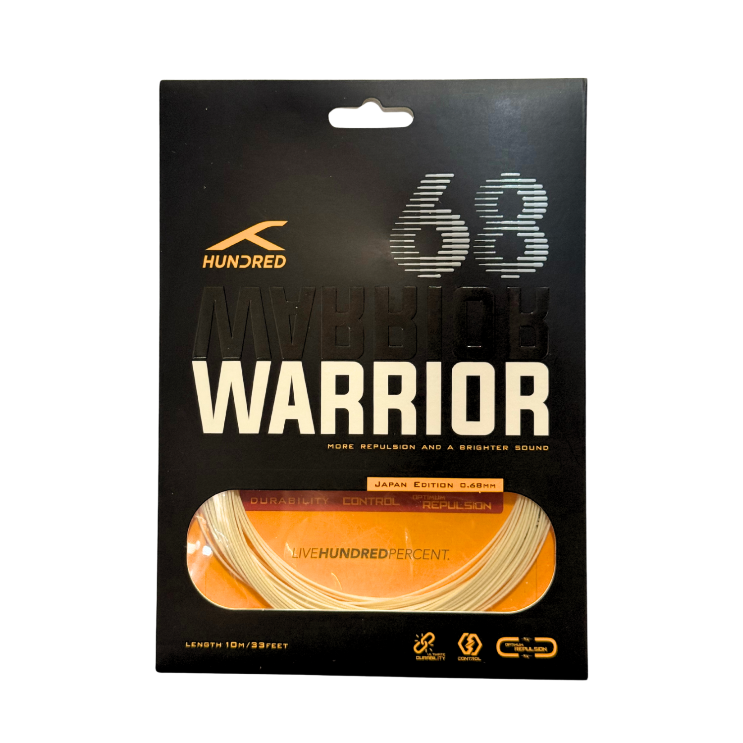 Hundred 68 Warrior Badminton String (0.68mm) - Graphite Black String (Packs) Hundred