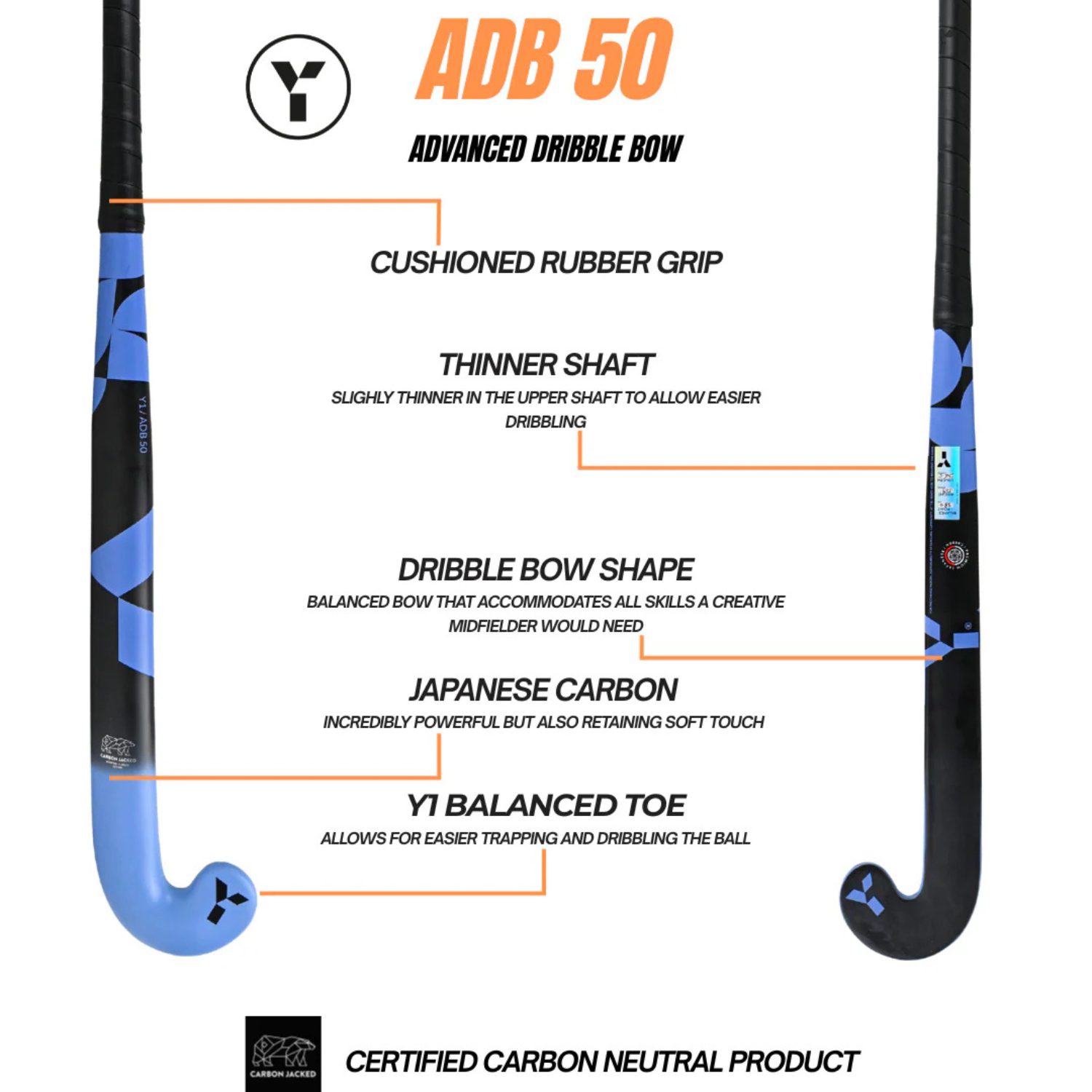 Y1 ADB 50 Hockey Stick 2026/27 - Blue Hockey Sticks Y1