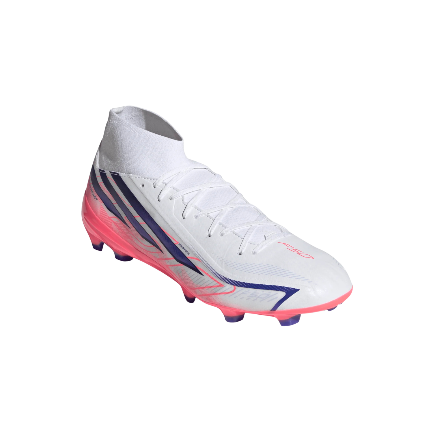 Adidas F50 Hyperfast League Mid FG Football Boots Unisex - White/Purple/Pink Football Boots Adidas
