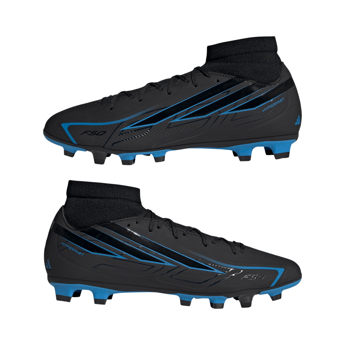Adidas F50 Hyperfast Club Mid FG/MG Football Boots - Black (KJ3410) Football Boots Adidas