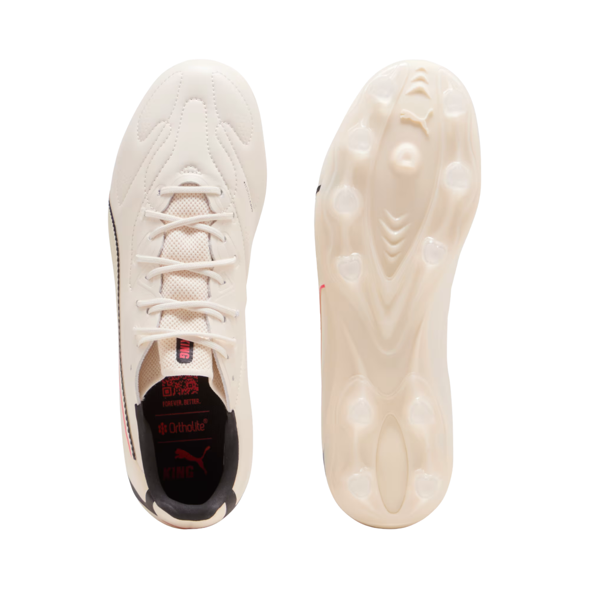 Puma King 20 Match FG/AG Football Boots Unisex - Almond/Black/Red Football Boots Puma
