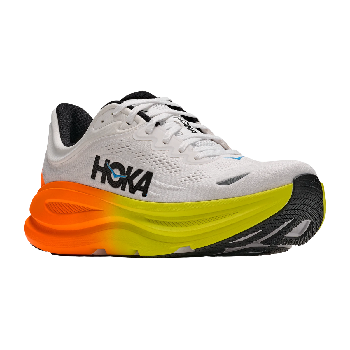 Hoka Bondi 9 Running Shoe Men - White/Neon Tangerine Running Shoes Hoka