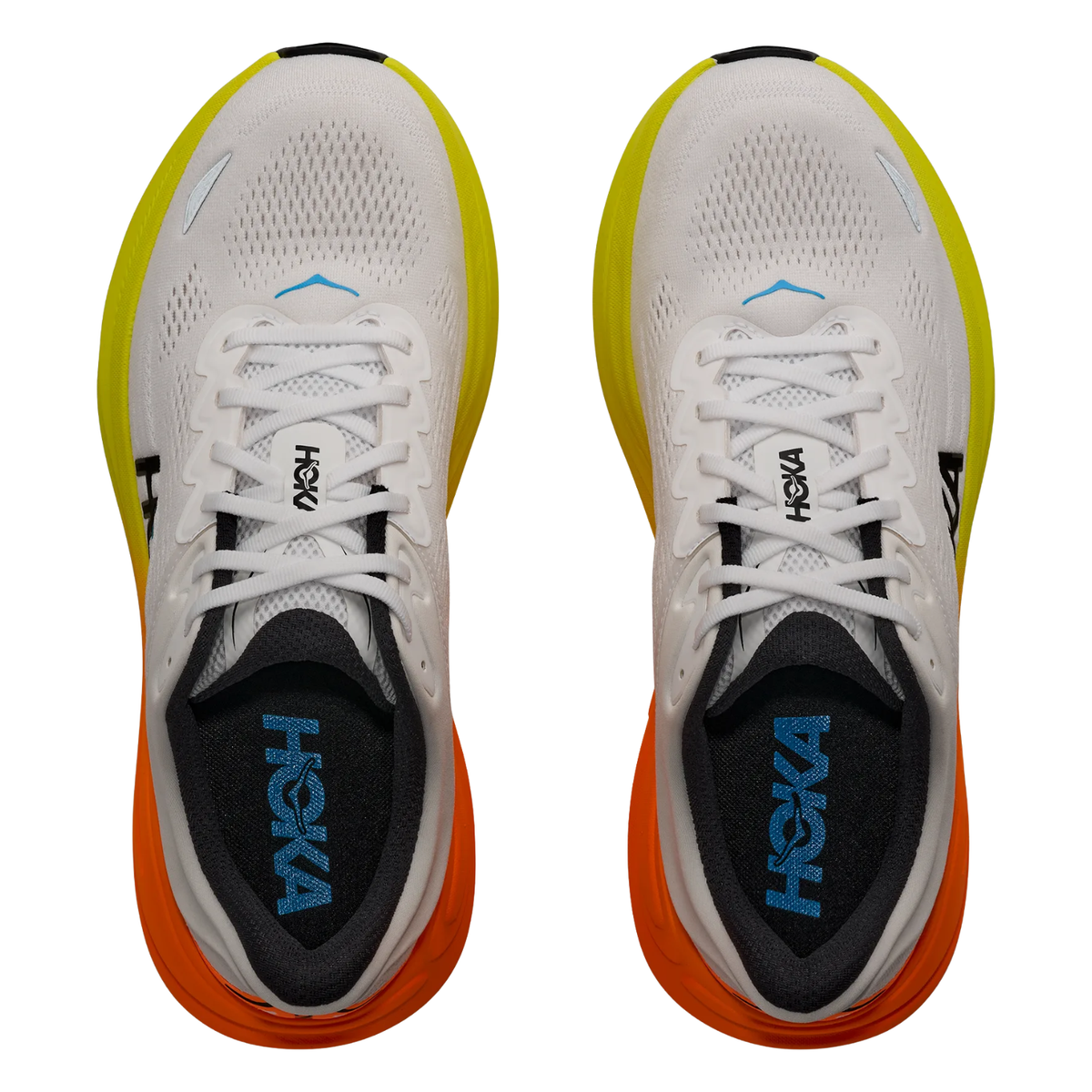 Hoka Bondi 9 Running Shoe Men - White/Neon Tangerine Running Shoes Hoka
