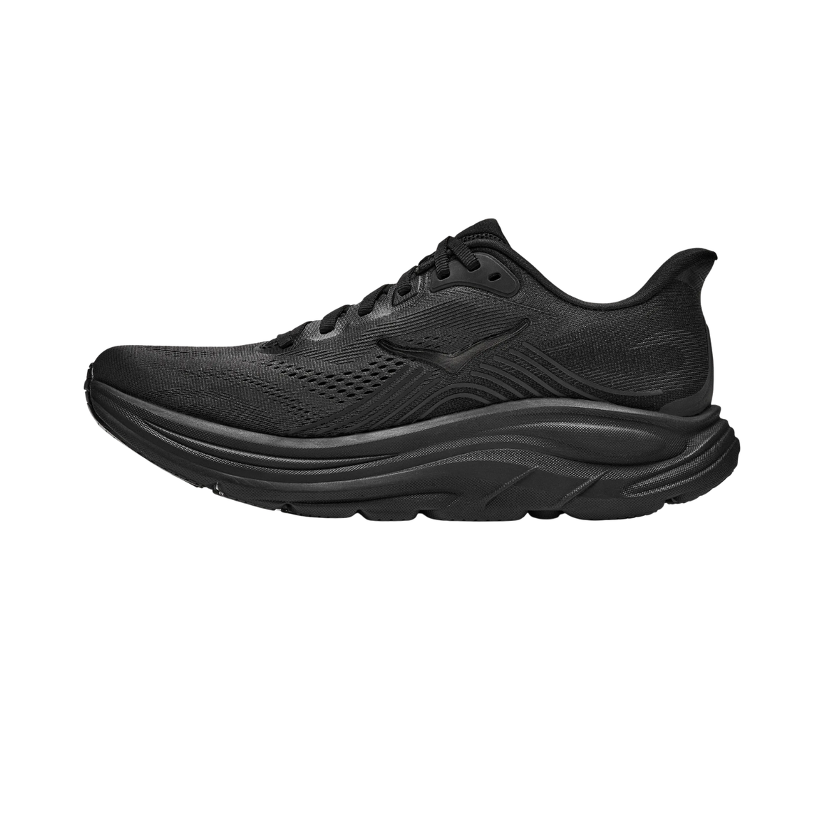 HOKA Clifton 11 Men's Running Shoes, Black/Black, back view