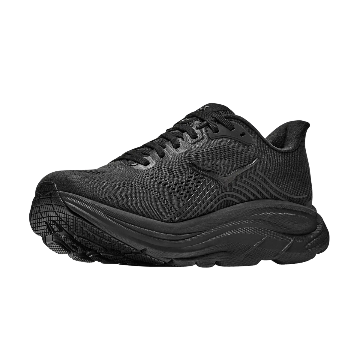 HOKA Clifton 11 Men's Running Shoes, Black/Black, side view