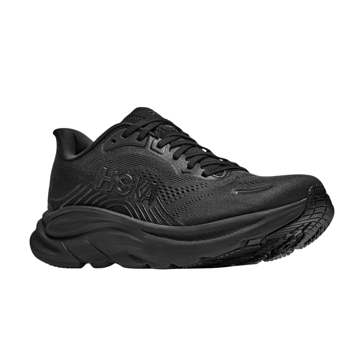 HOKA Clifton 11 Men's Running Shoes, Black/Black, detail view
