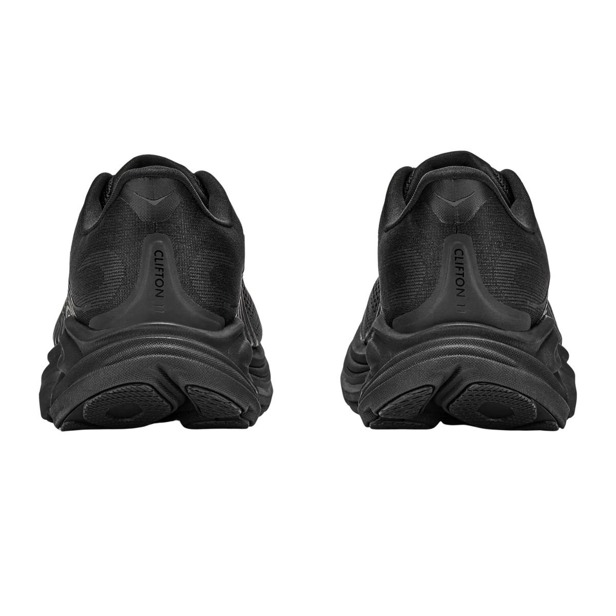 HOKA Clifton 11 Men's Running Shoes, Black/Black, close-up detail