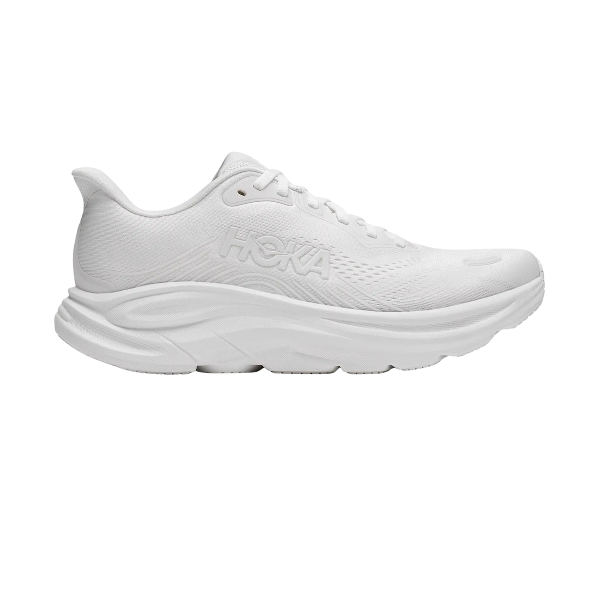 Hoka Clifton 11 Women's Running Shoes, White/White, front view