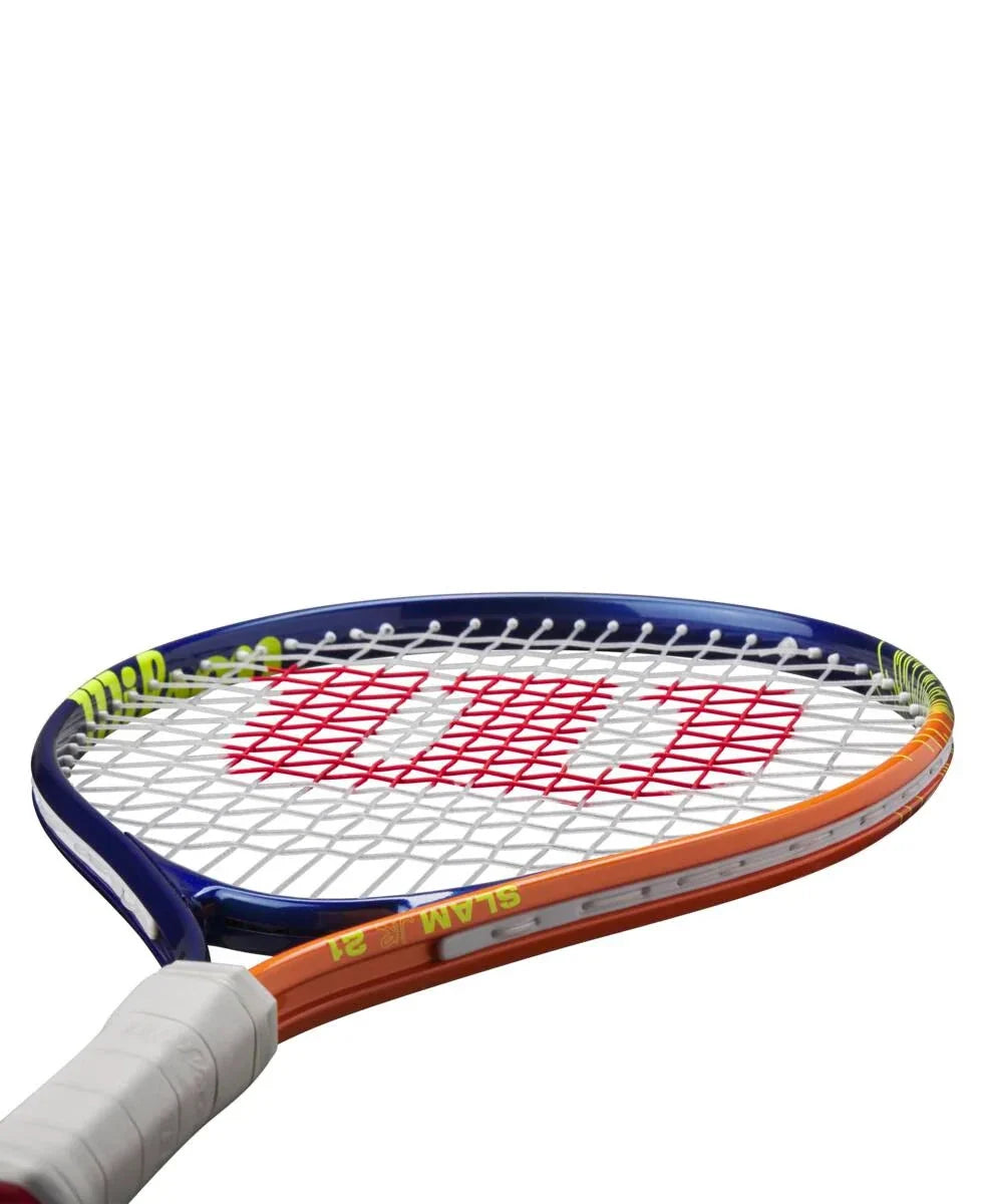 Wilson Slam Junior 21 Boys Tennis Racket (171g), Blue, close-up detail