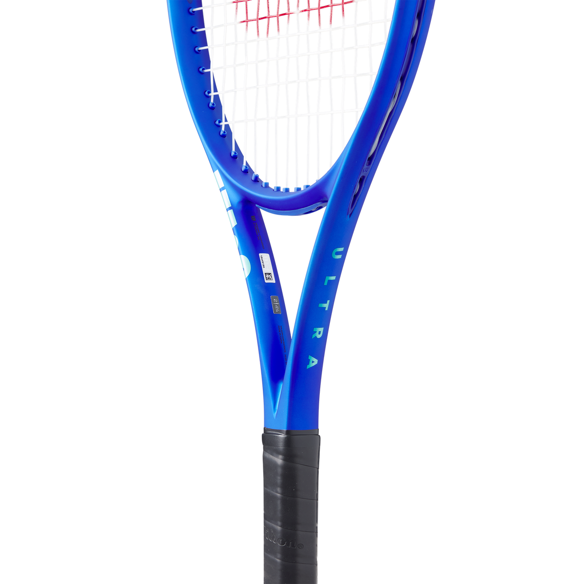 Wilson Ultra 100 V5 Tennis Racket, Blue, close-up detail