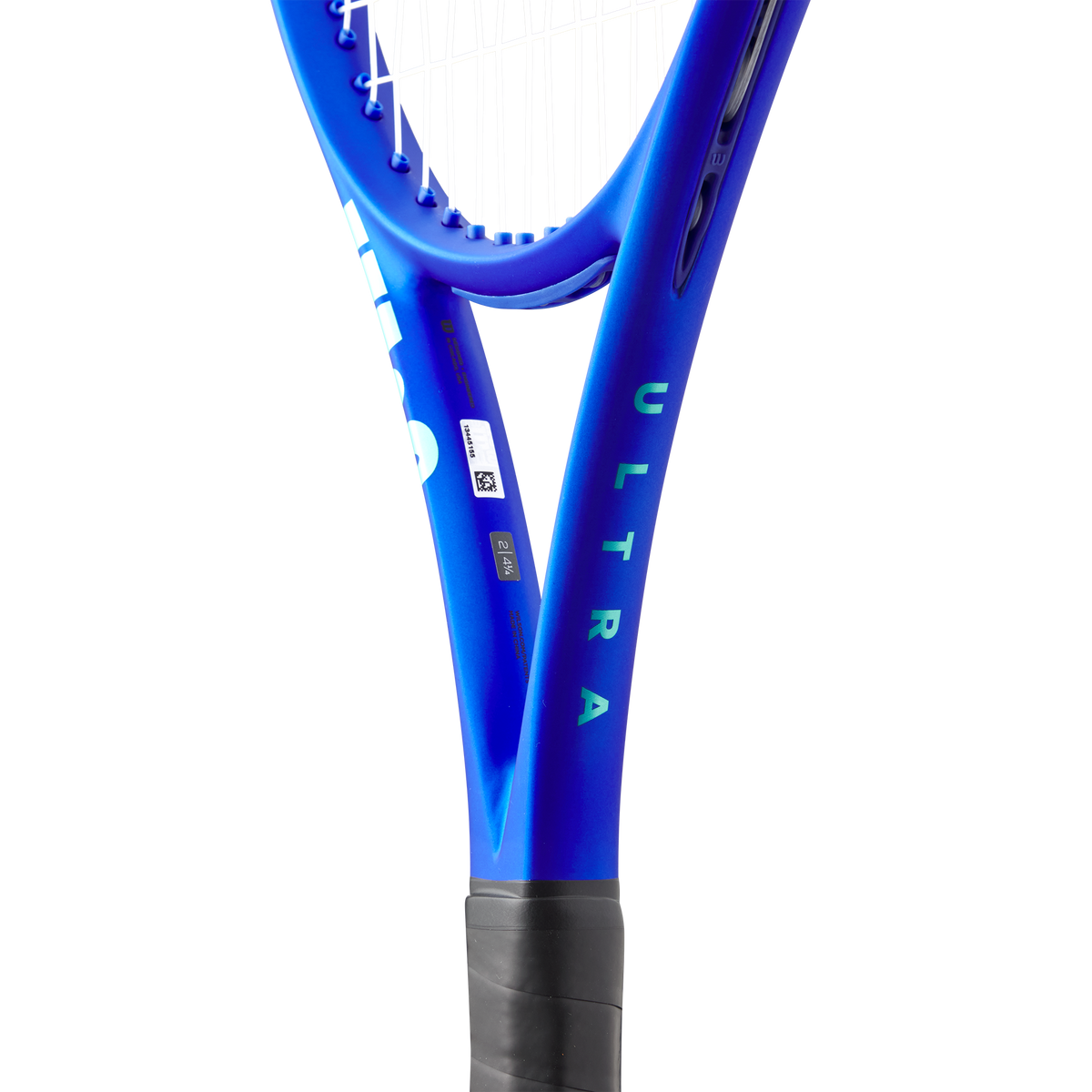Wilson Ultra 100UL V5 Tennis Racket, Blue, close-up detail