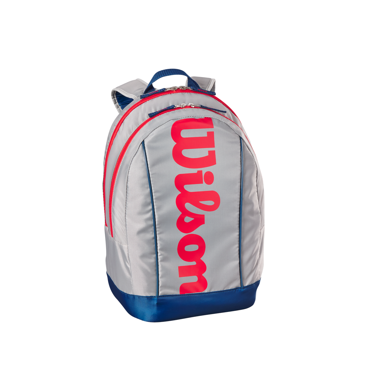 Wilson Junior Backpack, Grey/Red, front view