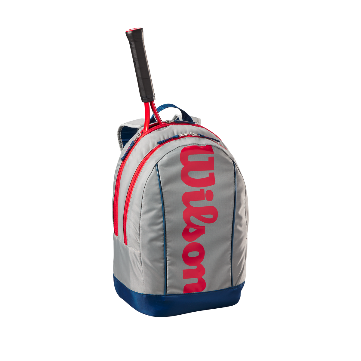 Wilson Junior Backpack, Grey/Red, back view