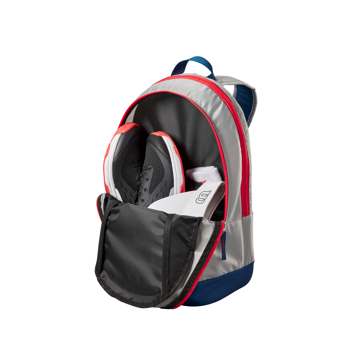 Wilson Junior Backpack, Grey/Red, detail view