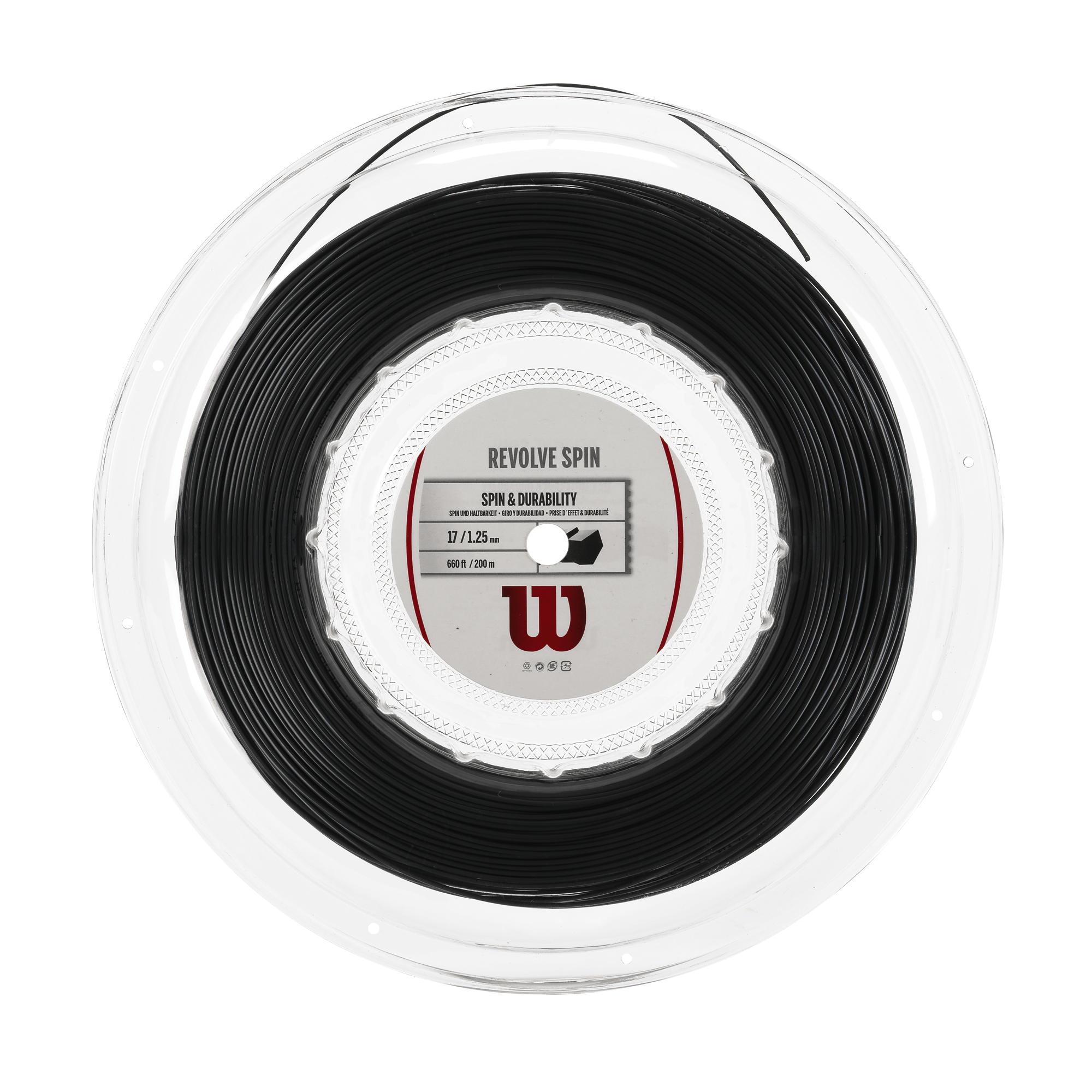 Wilson Revolve Spin 17 String Reel - Black BLACK 1.25mm 200m String (Reel) Wilson