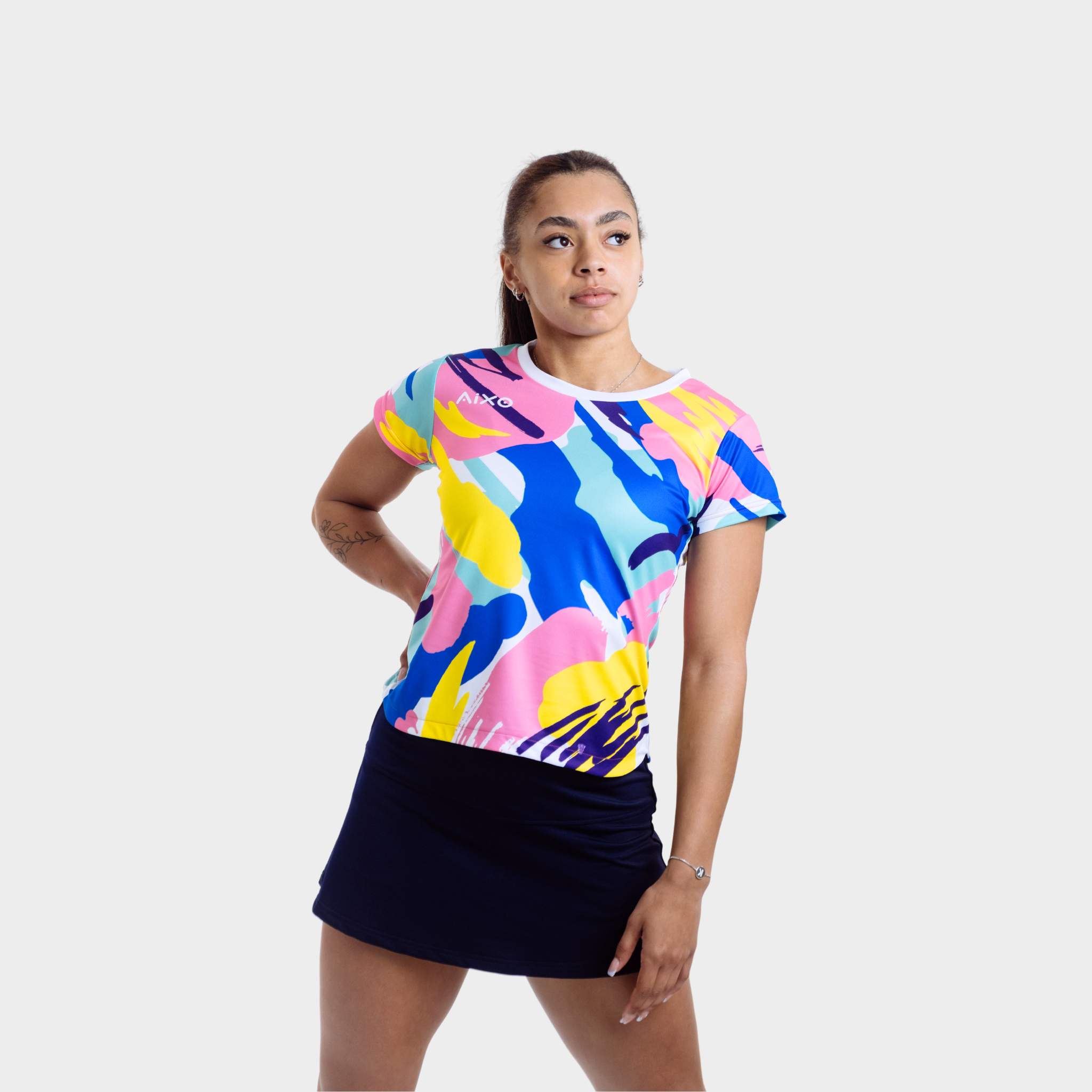 Aixo Abstract T-Shirt Womens (Multicolour Dark) T Shirt Aixo