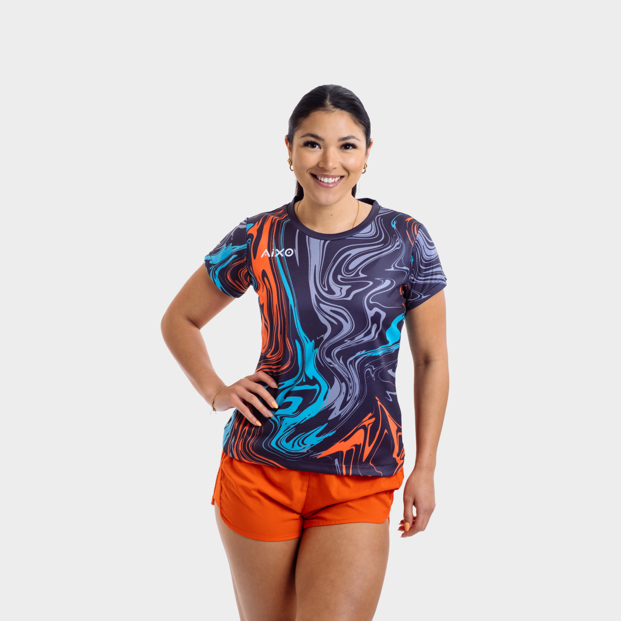 Aixo Chrome Womens T Shirt Graphite