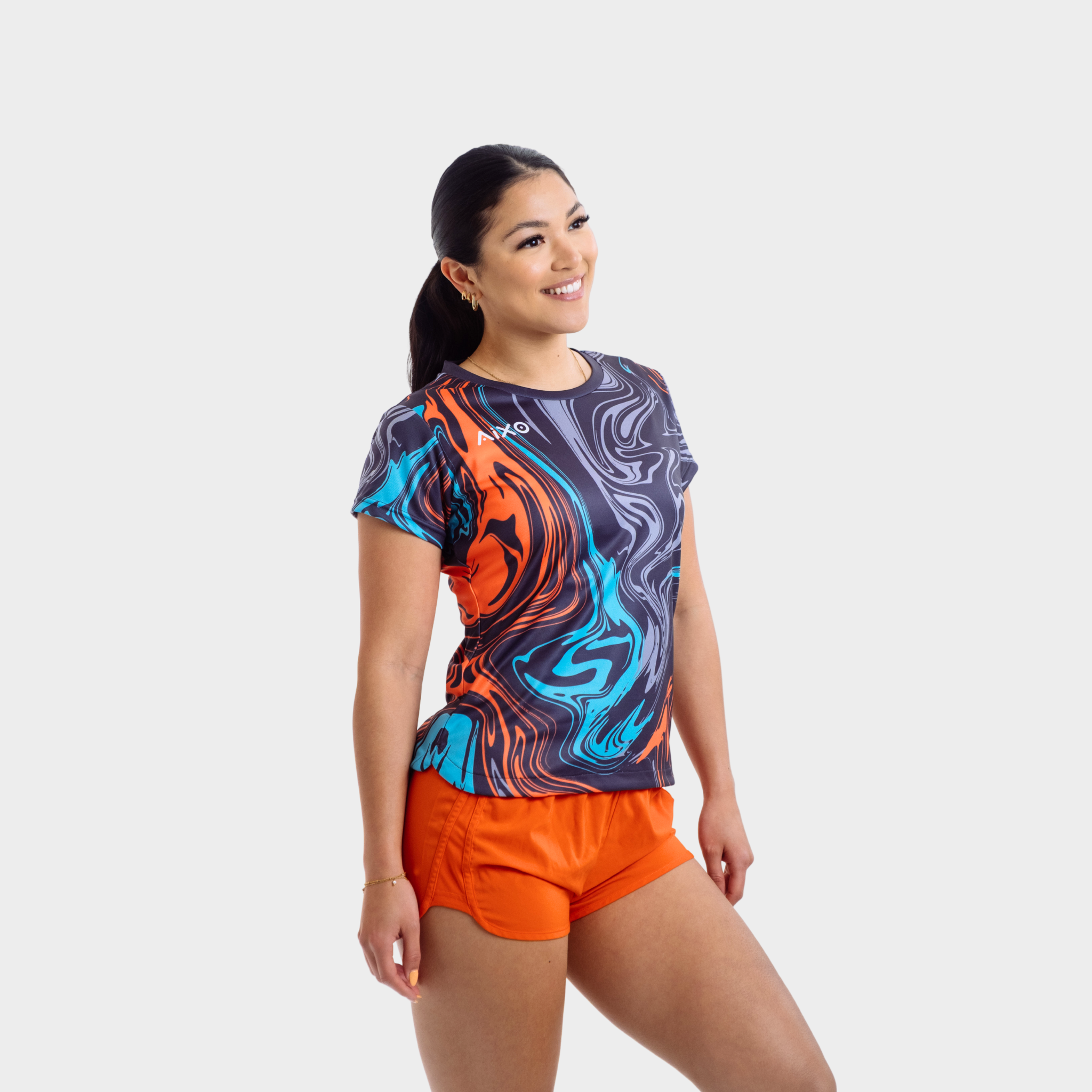 Aixo Chrome Womens T Shirt Graphite T Shirt Aixo