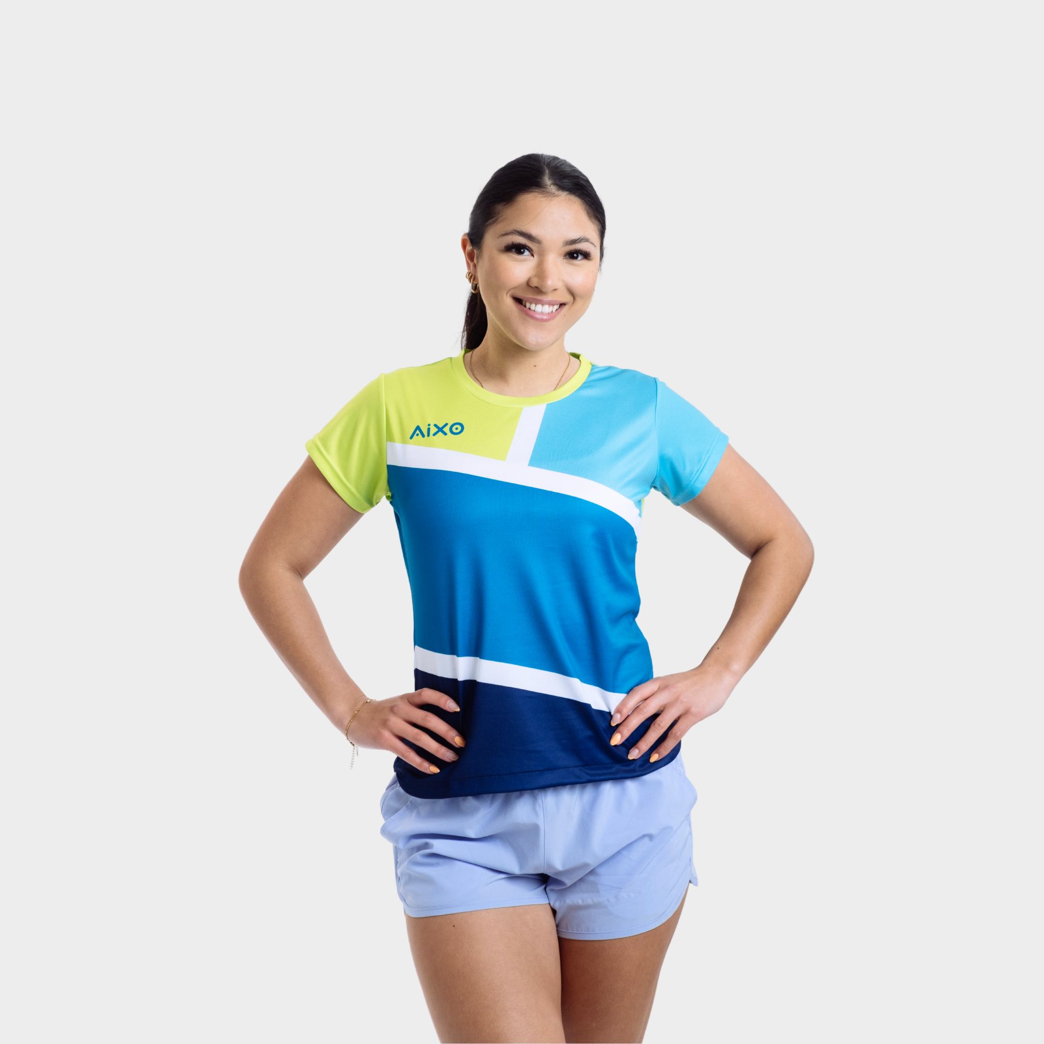 Aixo Court Womens T Shirt Teal T Shirt Aixo