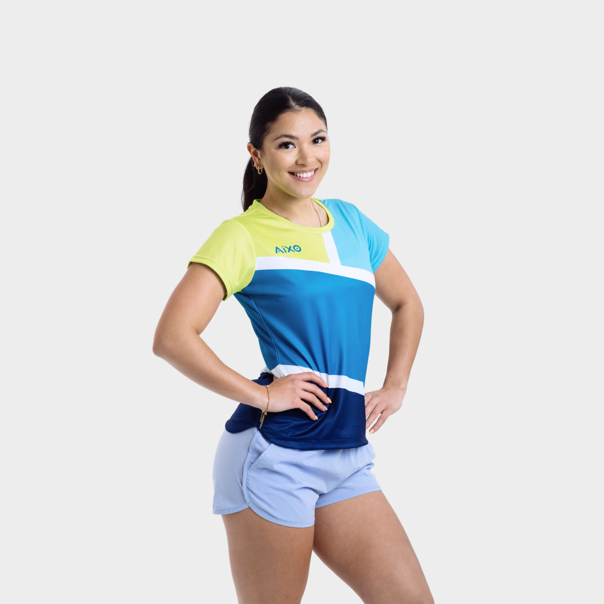 Aixo Court Womens T Shirt Teal T Shirt Aixo