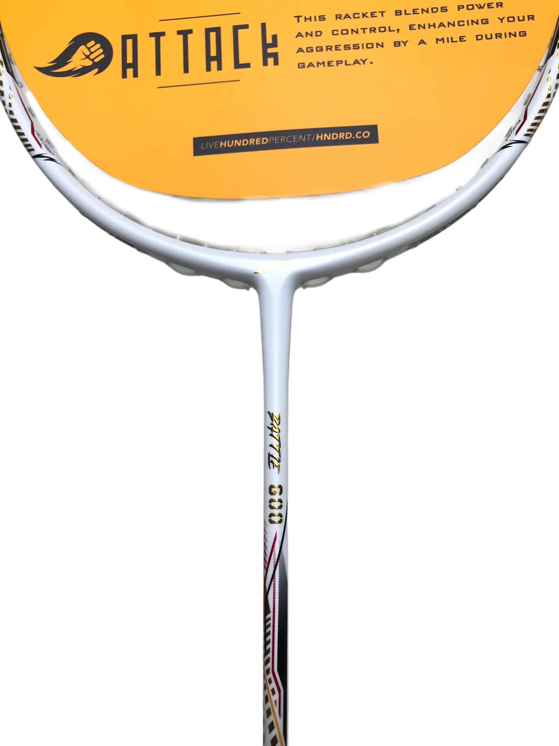 Hundred Battle 600 4U Badminton Racket - White/Verdigris/Gold
