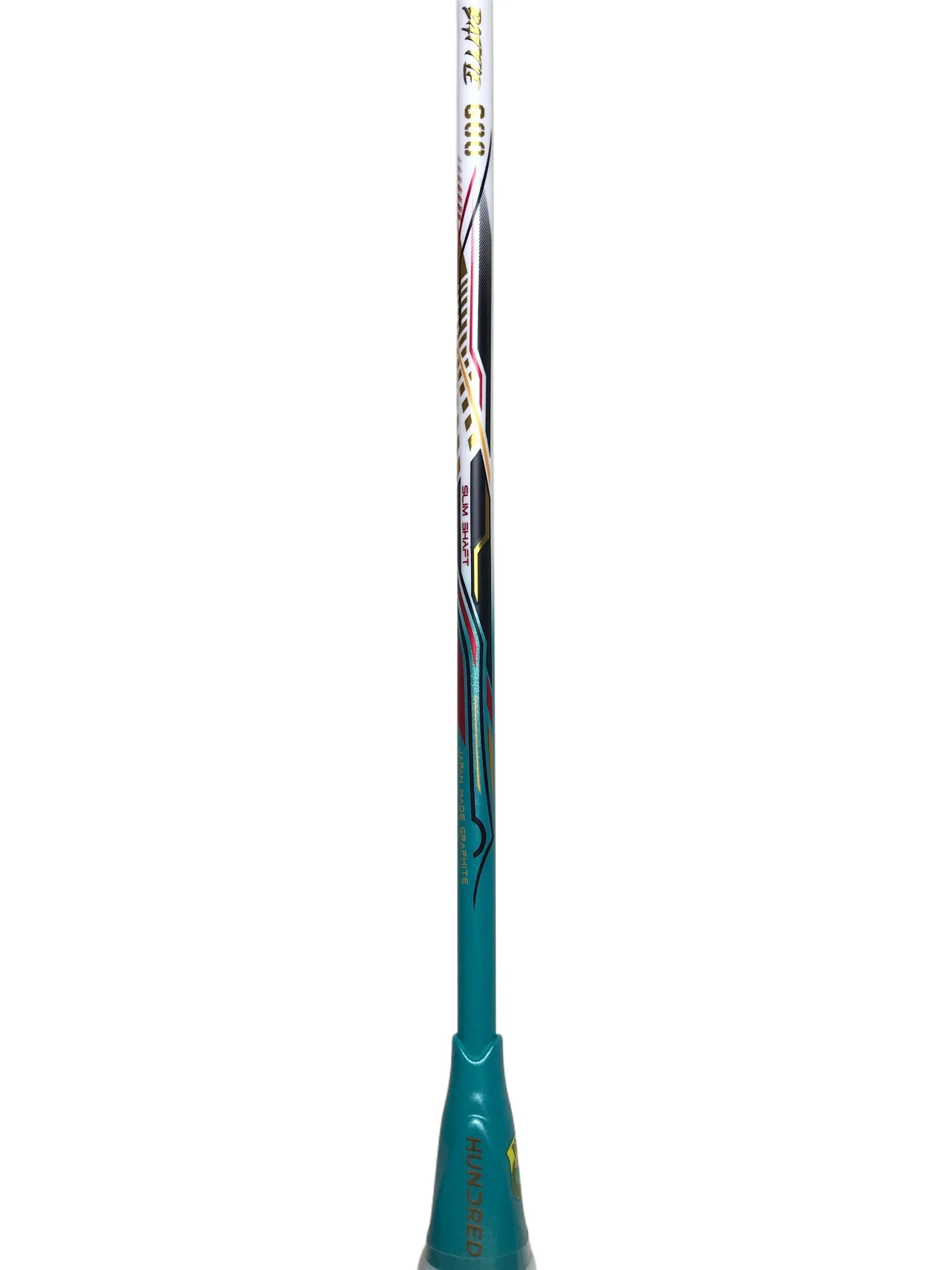 Hundred Battle 600 4U Badminton Racket - White/Verdigris/Gold Badminton Rackets Hundred