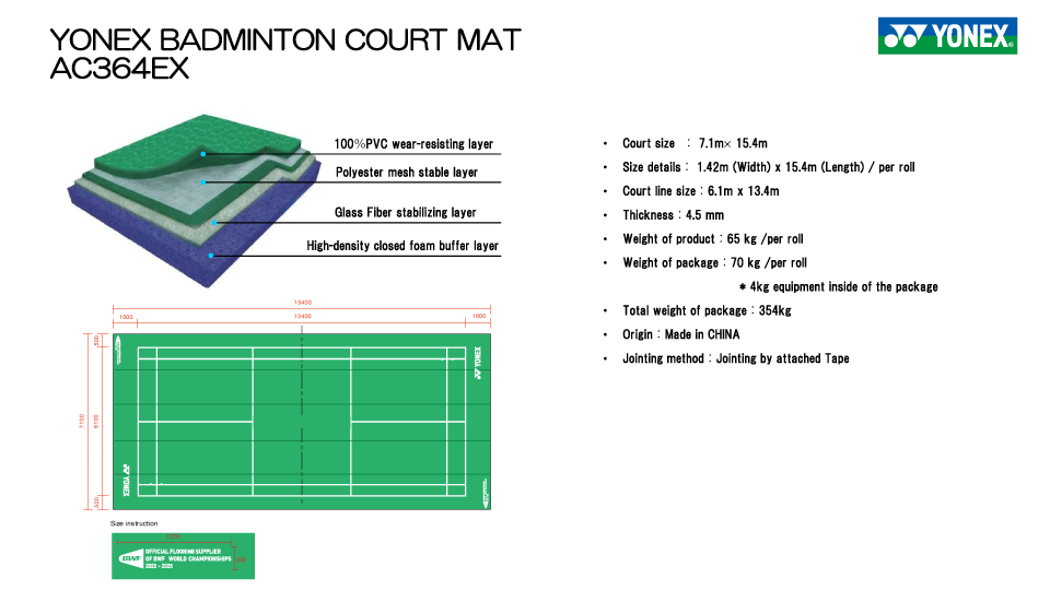 Yonex AC364EX Badminton Court Mat Accessories Yonex