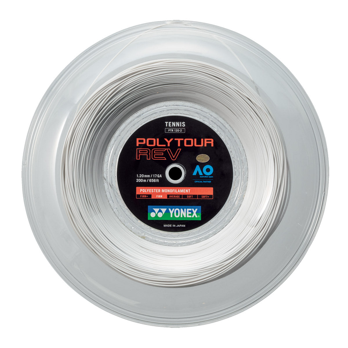 Yonex Polytour Rev 1.20mm 200m Reel Tennis String White 200m Reel White String (Reel) Yonex