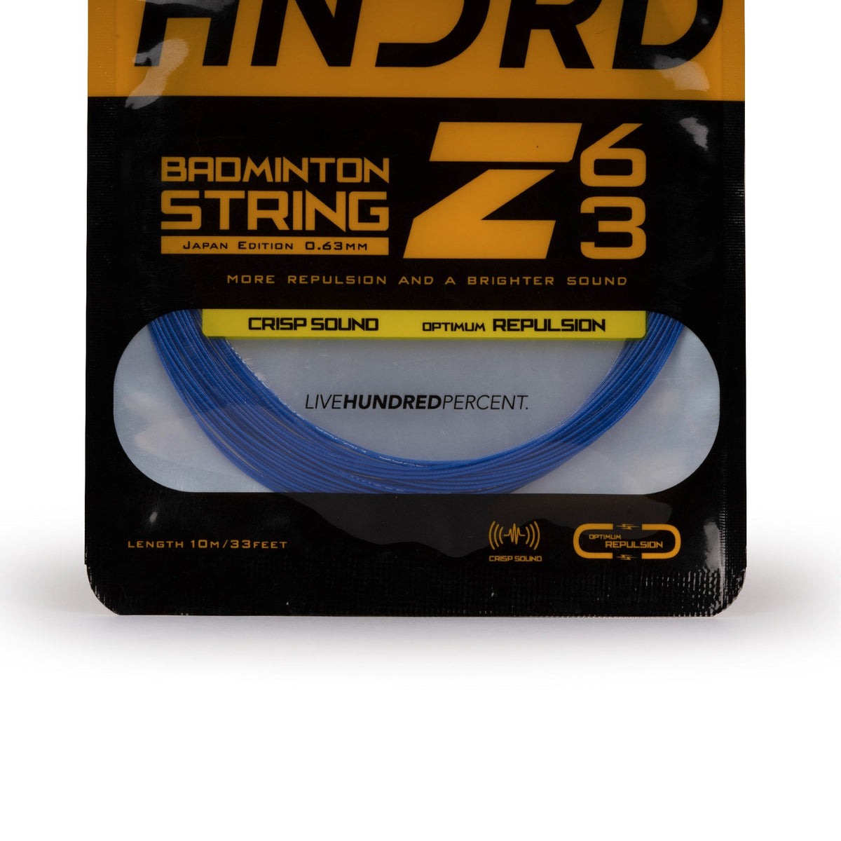 Hundred 63 Z Badminton String, Ultramarine Blue, side view