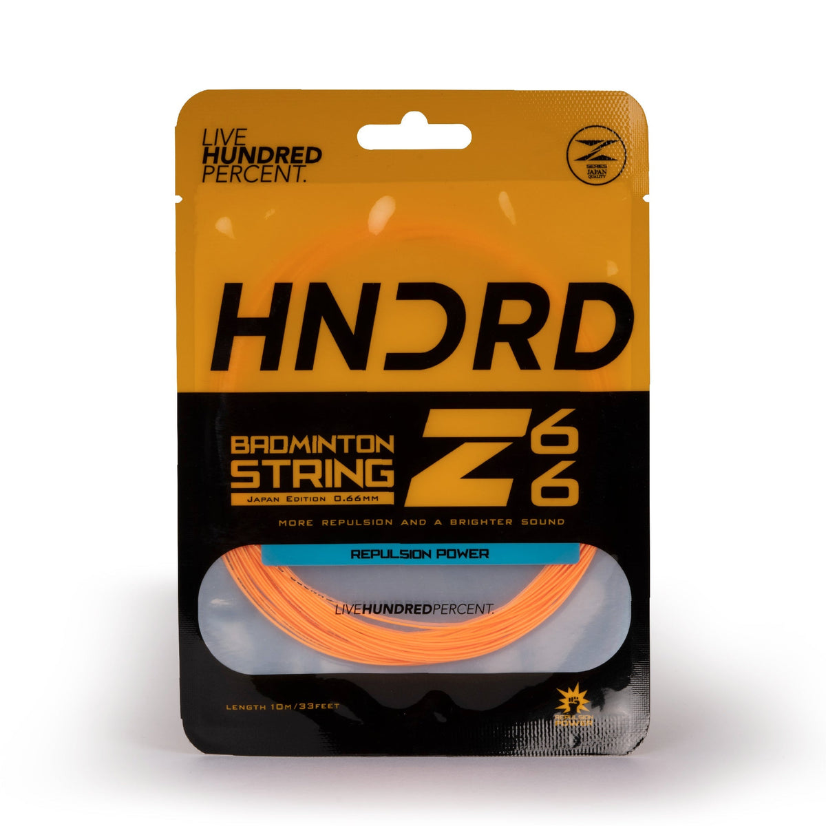 Hundred 66 Z Badminton String, Popsicle Orange, front view