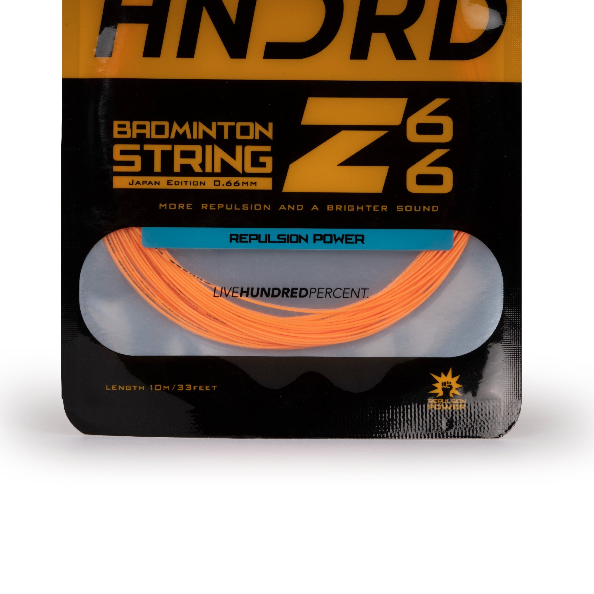Hundred 66 Z Badminton String, Popsicle Orange, side view