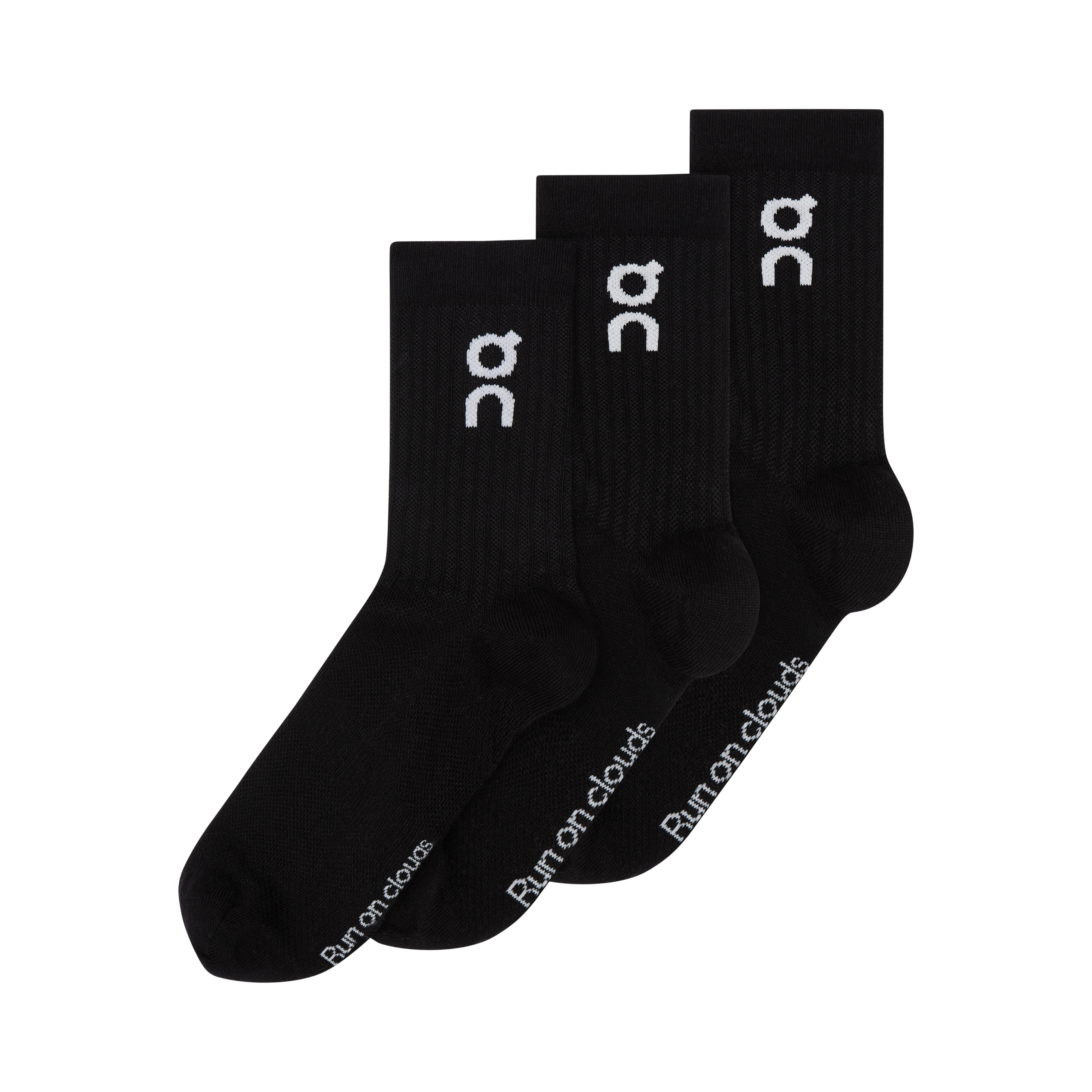 On Running Logo Sock High 3 Pack - White Black Clothing On Running