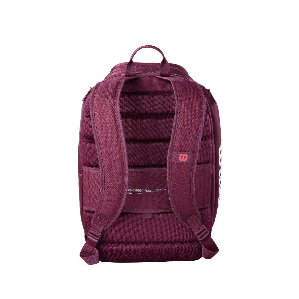 Wilson Defyer V1 2026 Tennis Backpack Bag, Maroon, back view