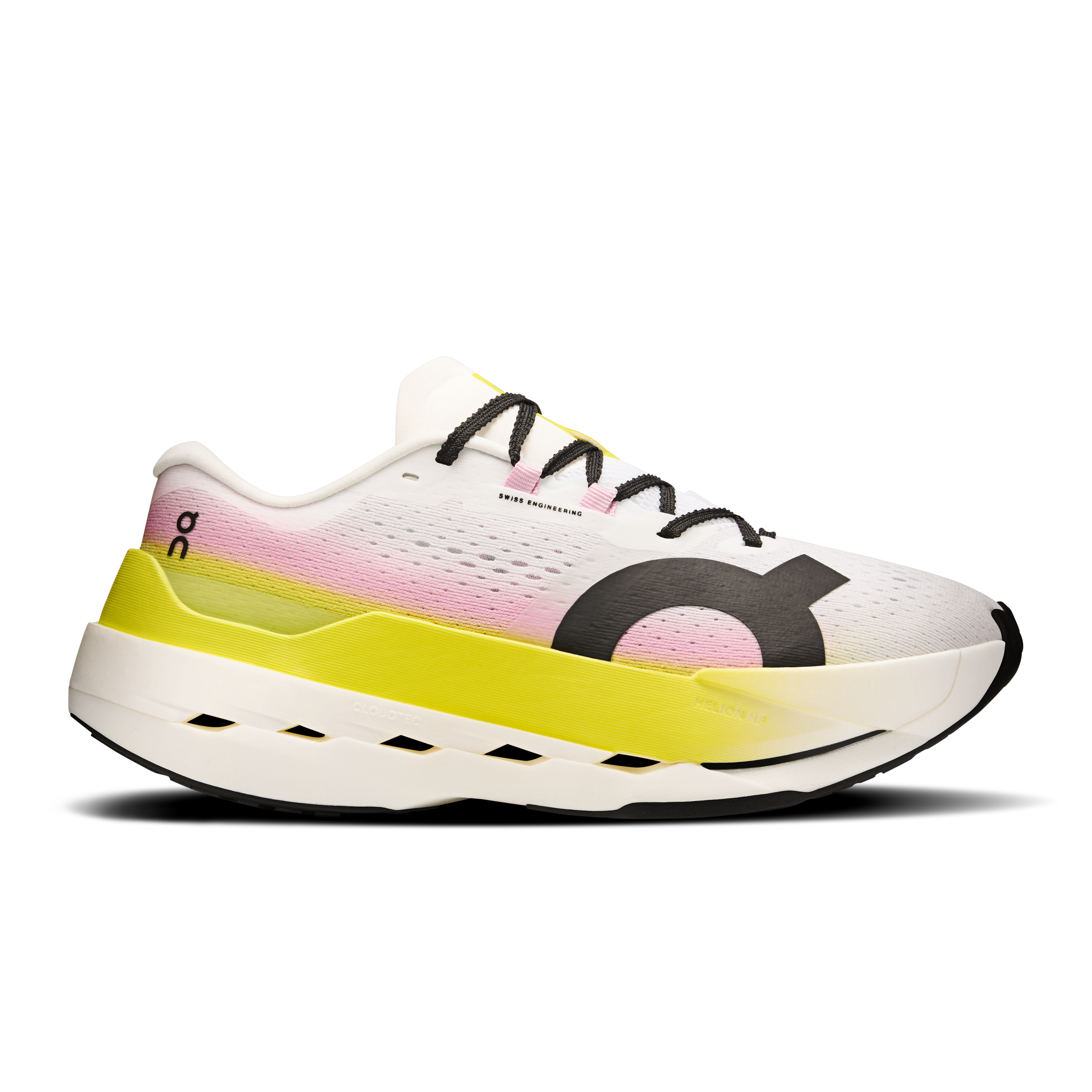 On Running Cloudboom Max Running Shoe Women - White/Yellow Lime Raspberry Running Shoes On Running