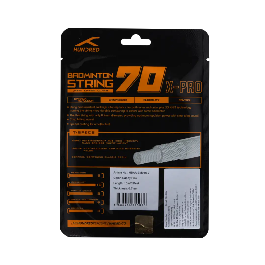 Hundred 70 X Pro Badminton String Set - Pink String (Packs) Hundred