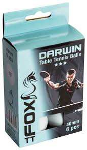 FTT103 Fox TT Darwin 3 Star Table Tennis Balls x6 Table Tennis Paddle Fox